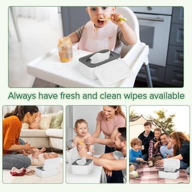 Flenpptly Baby Wipes Dispenser, Wipes Case Baby Wipe Holder Keeps Wipes Fresh, Non-Slip, Easy Open & Close (Gray) - Image 6
