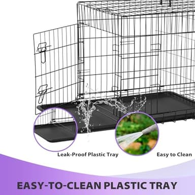 BestPet | Dog Crate | 48" | Black | Foldable Metal Kennel with Double Doors, Secure Slide-Bolt Latches, Leakproof Tray | Portable Dog Cage for Large Breeds | for Travel, Indoor & Outdoor Use - Image 5