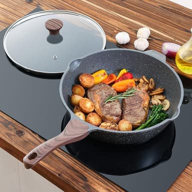 SENSARTE Nonstick Deep Frying Pan Skillet, 12-inch Saute Pan with Lid, Stay-cool Handle, Chef Pan Healthy Stone Cookware Cooking Pan, Induction Compatible, PFOA Free - Image 8