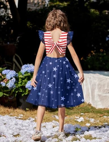 Arshiner Girls Tutu Dress 4th of July Dress Toddler Tulle Dresses Red Stripes 6 Years - Image 3