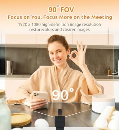 TOUCAN 1080P HD Webcam with Built-in Noise-Cancelling Mic & Privacy Shutter – Wide 90° Angle, Plug & Play USB Video Camera for Video Calls, Streaming, Home Office & Online Classes - Image 7