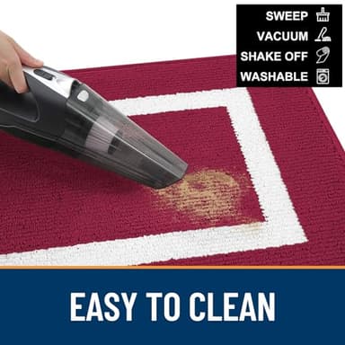 OLANLY Indoor Door Mat, 48x32, Non-Slip Absorbent Resist Dirt Entrance Mat, Washable Low-Profile Inside Entry Doormats for Entryway, Red - Image 5
