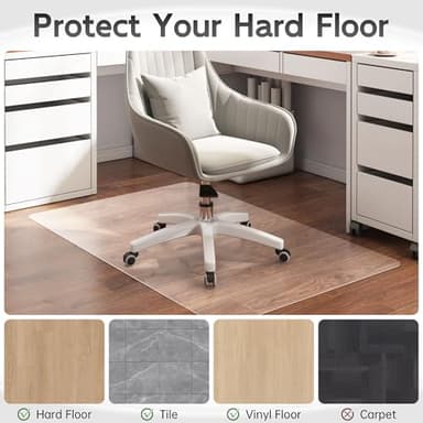 HOMEK Office Chair Mat for Hardwood Floor, 72" x 36" Clear Computer/Desk Chair Mat for Hard Floor, Thicker, Easy Glide, Non-Slip, Protects Hard Surfaces from Scratches, Ideal for Home or Office - Image 3
