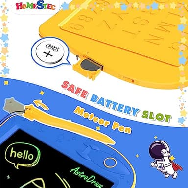 HOMESTEC Astrodraw Drawing Pad Toys, Colorful LCD Writing Tablet for Kids, Doodle Board for Toddlers 3 4 5 6 Years Old, Travel Sensory Space Toy for Boys Girls, Birthday Gift Idea (Blue/Yellow) - Image 4
