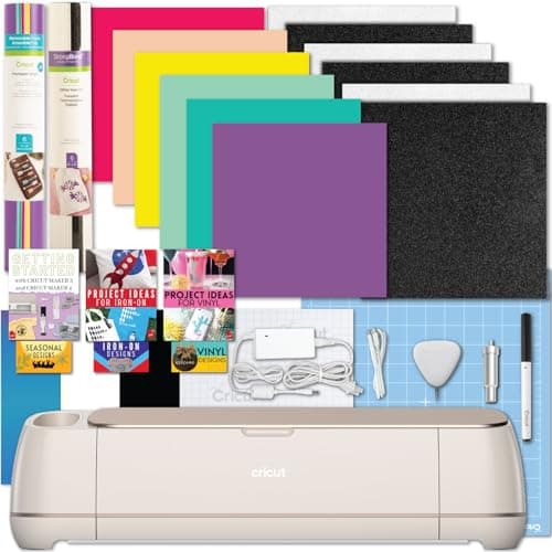 Cricut Maker 4 Machine with Vinyl and Iron-On Bundle - Beginner Friendly Craft Cutting Machine Set with Essential Materials, HTV and Adhesive Vinyl Variety Pack- DIY Decor Projects, Apparel and Decals - Image 1