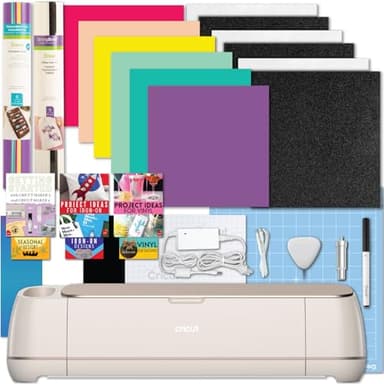 Cricut Maker 4 Machine with Vinyl and Iron-On Bundle - Beginner Friendly Craft Cutting Machine Set with Essential Materials, HTV and Adhesive Vinyl Variety Pack- DIY Decor Projects, Apparel and Decals - Image 1