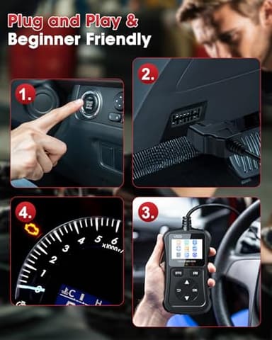 XIAUODO OBD2 Scanner Car Code Reader Support Voltage Test Plug and Play Fixd Car CAN Diagnostic Scan Tool Read and Clear Engine Error Codes for All OBDII Protocol Vehicles Since 1996(Black) - Image 2