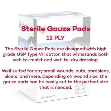 Dealmed 2’’ x 2’’ Sterile Gauze Pads (100 Count) Disposable and Individually Wrapped Medical Gauze Pads, Wound Care Product for First Aid Kit and Medical Facilities (Pack of 1) - Image 7