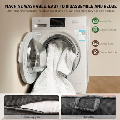 TSEB4TEP Luxurious Calming Dog Bed Mats, 41" Large Dog Couch Bed for Furniture Protector with Removable Washable Cover, Fluffy Plush Dog Mat for Large Medium Small Dogs and Cats,White Gray - Image 5