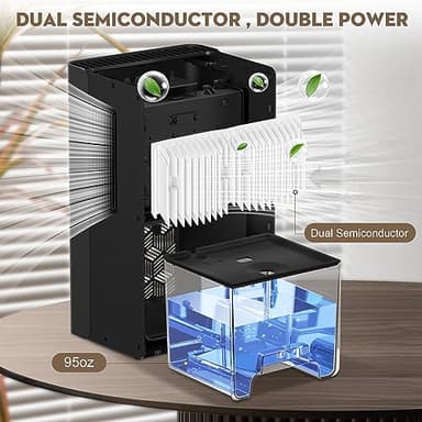 ToLife Dehumidifiers for Home, 1000 sq.ft Dehumidifier for Basement Bedroom Bathroom with 95 OZ Water Tank, Auto Shut Off 7 Colors LED Light, Black - Image 3