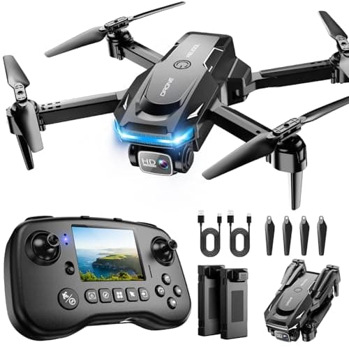 Drone with Camera - Drone with Screen on Controller for Beginners, Foldable Remote Control Quadcopter with Voice Gesture Control, 3D Flip, One Key Start, Emergency Stop, 2 Batteries, Easier to use - Image 1