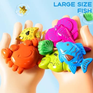 Magnetic Fishing Game Toys for Kids Toddlers 3-5 4-8, Water Table Bathtub Toys with Pole Rod Net Plastic Floating Fish, Water Bath Pool Outdoor Toys for Kids Toddlers Baby Age 3 4 5 6 7 8 Year Old - Image 5