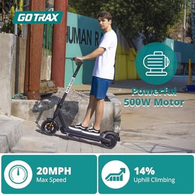 Gotrax Eclipse Electric Scooter, 10" Solid Tire, Max 20Mph Speed and 28Mile Range 500W Motor with Front Double Suspension Commuting EScooter for Adult, Black - Image 7
