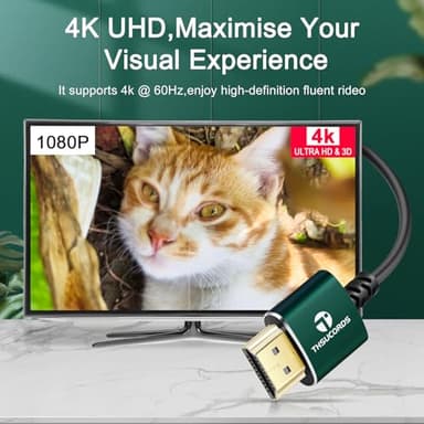 Thsucords Thin HDMI to HDMI Cable 15FT 2 Pack, Ultra Slim & Flexible HDMI Cord Supports High Speed 4K@60Hz 18gbps 2160p 1080p - Image 3