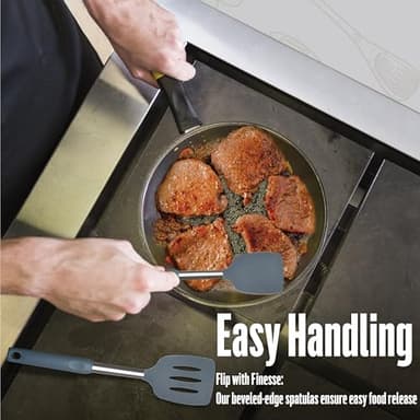 NAMAPRODX Silicone Spatulas set for kitchen use : Heat Resistant Turner & Slotted Silicone Spatula for Cooking, Non Toxic Kitchen Utensils, Ideal kitchen spatula turner for Eggs & Pancakes (Gray) - Image 5