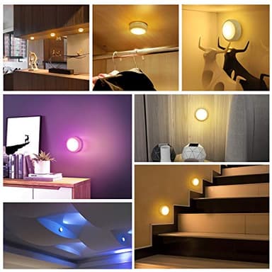 Alivation Led Under Cabinet Lighting Battery Operated Light, 6 Puck Lights with Remote Control, 13 Color Changing Stick on, Touch Push Tap Lights for Kitchen, Closet, Bookshelf, Stair, Display - Image 6