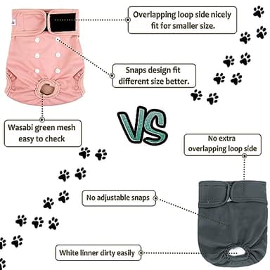 Grecle Washable Female Dog Diapers - Premium Reusable Diapers for Doggie in Heat - Highly Absorbent Dog Diapers Female for Pet Incontinence with Adjustable Snaps (Pink, M) - Image 6