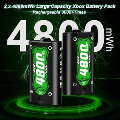 Ponkor Rechargeable Battery Packs for Xbox Series X|S/Xbox One, 2x4800mWh Batteries with High-Speed Charging Station for Xbox One S/Xbox One X/Xbox One Elite Controller - Image 3