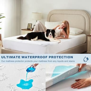 Waterproof King Size Mattress Protector, Mattress Pad Fitted 6"-18" Deep Pocket, 3D Air Fabric Bed Mattress Cover Noiseless Washable for Bedroom, Hotel - Image 2