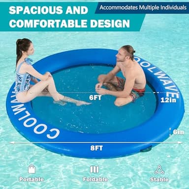 COOLWAVE Inflatable Water Hammock, Round Floating Ring for Pool and Lake, Portable Water Hammock for Parties and Relaxion, Available in 6FT 8FT 10FT - Image 3