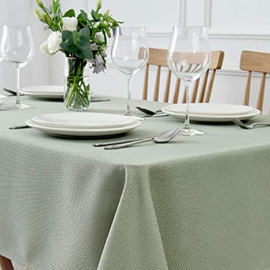 maxmill Textured Rectangle Tablecloth Water Resistant Wrinkle Free Spill-Proof, Soft Jacquard Table Cloth for Banquet Parties Event Holiday Dinner, Indoor and Outdoor Use, 60 x 84 Inch, Sage Green - Image 2