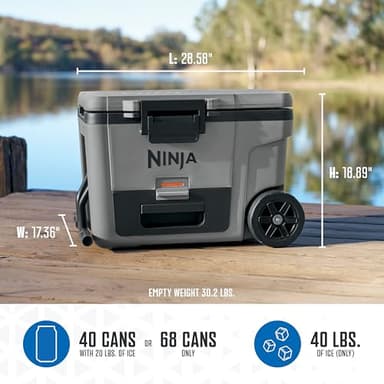 Ninja | Cooler | FrostVault 45QT Cooler with Wheels | Insulated with Temp Dry Storage Drawer | Keeps Ice Cold for Days | for The Beach, Camping, Picnics & More | Slate Gray | FB245GY - Image 7