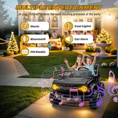 ENYOPRO 24V Licensed Ford Bronco Raptor Electric Car for Kids, 2 Seater Battery Operated Ride On Truck Toys with Remote Control, 4-Wheel Suspension, Bluetooth, Radio, LED Lights, 3 Speed - Black - Image 5