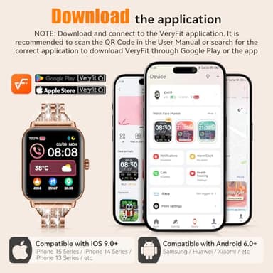 Gydom Smart Watch for Women with Diamond Jewelry Watchband, Alexa Built-in, IP68 Waterproof Fitness Tracker with Bluetooth Call, 1.8" Smartwatch with Heart Rate/SpO2/Sleep Monitor, 110+ Sports Mode - Image 8