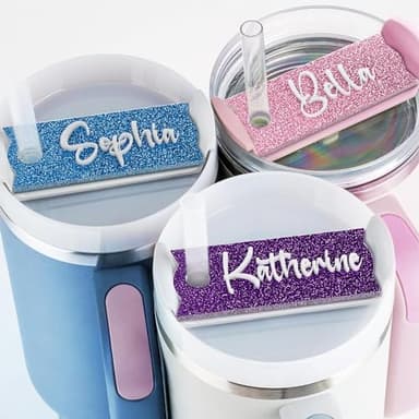 Personalized Stanley Cup Name Plate for Lids, Sparkling Name Tag for Stanley Tumbler 40 30 20 OZ, Custom Name Stanley Cup Accessories, Customize Gilttering Name Tag for Stanley Quencher H2.0 - Image 2