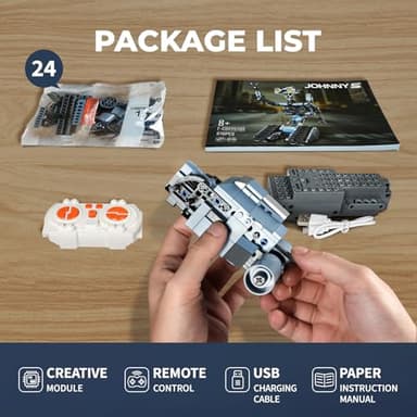 iATOM 1176 Pieces Johnny 5 Robot Building Set with Remote Control - Rechargeable, Gift for Chirstmas, Tech Movie Robotic Figure Model Kit for Adults - Image 6
