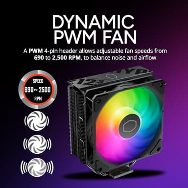 Cooler Master Hyper 212 Pro aRGB CPU Air Cooler, SickleFlow Edge 120 PWM Fan, Composite 4 Copper Heat Pipes, 152mm Tall, Sleek Top Cover, AMD Ryzen AM5|AM4, Intel LGA 1851|1700 Brackets - Image 6