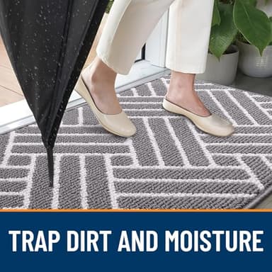 OLANLY Large Indoor Door Mat, 59x35 Inch, Dirt Resistant and Absorbent, Non-Slip Rubber Backing Floor Mats, Easy Clean Low-Profile Doormat for Entryway, Front Door, and Inside Entrance, Grey - Image 2