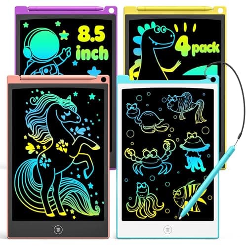 TECJOE 4 Pack LCD Writing Tablet, 8.5 Inch Colorful Doodle Board Drawing Tablet for Kids, Kids Travel Games Activity Learning Toys Birthday Gifts for 3 4 5 6 Year Old Boys Girls Toddlers Preschooler - Image 1