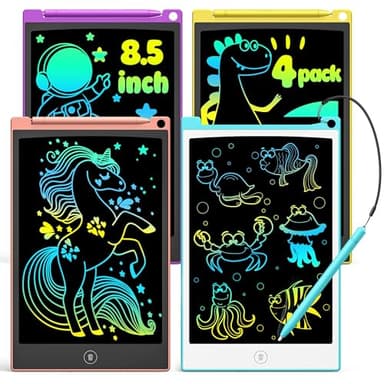 TECJOE 4 Pack LCD Writing Tablet, 8.5 Inch Colorful Doodle Board Drawing Tablet for Kids, Kids Travel Games Activity Learning Toys Birthday Gifts for 3 4 5 6 Year Old Boys Girls Toddlers Preschooler - Image 1