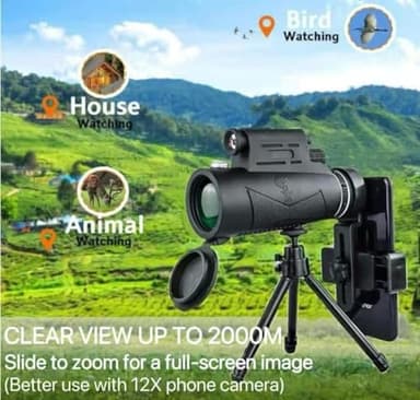 120X50 High Power Monocular Telescope for Adults – HD Starscope Monocular with Night Vision, Laser & UV Light – Waterproof Compact Spotting Scope for Bird Watching, Hunting, and Travel - Image 6