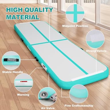 FBSPORT 16ft Inflatable Air Gymnastics Mat Training Mats 4 inches Thickness Gymnastics Tracks for Home Use/Training/Cheerleading/Yoga/Water with Pump light green - Image 3