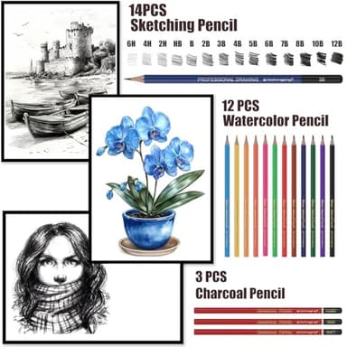 Daerthotk Colored Pencils Drawing Set Sketching Kit 42PCS Coloring Supplies Kit Ideal for Drawing Blending Shading, Watercolor Color Pencils Set, Art Pencils Gift for Artists Adults Beginners - Image 2