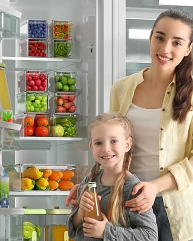 KEMETHY 11 Pack Refrigerator Organizers and Storage, Stackable Fridge Organizer Bins, BPA-Free Clear Plastic Fruit Storage Containers for Fridge, Kitchen, Fruits, Drinks, Produce, Vegetable - Image 7