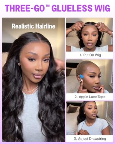Megalook hair Glueless 13x6 Body Wave Lace Front Wigs Human Hair Pre Plucked Pre Cut Ear-To-Ear Frontal Wigs Human Hair 220% Density Wear and Go Glueless Drawstring Wig Human Hair 20 Inch - Image 6
