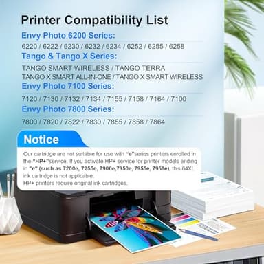 64XL Ink Cartridge Replacement for HP Ink 64 HP 64 Ink for HP 64XL Ink Cartridge Combo Pack Works with Envy Photo 7855 7858 6252 6255 7800 7100 7155 7158 Tango Series Printer (2 Pack) - Image 2