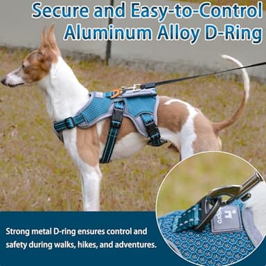 BELPRO Multi-Use Support Dog Harness, Escape Proof No Pull Reflective Adjustable Vest with Durable Handle, Dog Walking Harness for Big/Active Dogs (Blue, XL) - Image 6