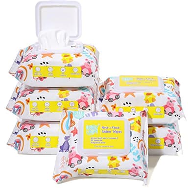 HAPPY BUM - 180 Count Saline Baby Wipes, Unscented, 7.4 x 7.2 Inch, Moist and Refreshing, Multi-Purpose Use, Ideal for Travel - Image 1