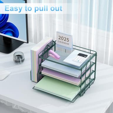 Spacrea Paper Organizer, Desk Organizers and Accessories for Desk with File organizer, Desk Accessories & Workspace Organizers for Catalog & Reference Racks (Dark Green) - Image 6