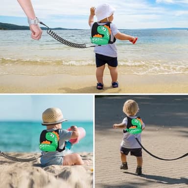 Accmor Toddler Harness Leash + Anti Lost Wrist Link, Cute Dinosaur Kids Leash Walking Harness, Baby Leashes for Toddlers, Child Harness Leash Wristband Assistant Strap Belt for Boys Girls Outdoor - Image 6