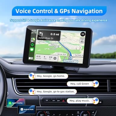 VUKARUAL Wireless Apple Carplay and Android Auto Screen for Car, 7" HD Portable Touch Screen Car Stereo with Bluetooth, Backup Camera, Navigation, Mirror Link for All Vehicles - Image 4