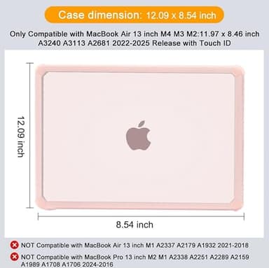 MOSISO Compatible with MacBook Air 13 inch Case 2025 2024 2023 2022 M4 A3240 M3 A3113 M2 A2681,Anti-Cracking Heavy Duty TPU Bumper Hard Case&Keyboard Skin&ScreenFilm for MacBook Air 13.6, Pink - Image 9
