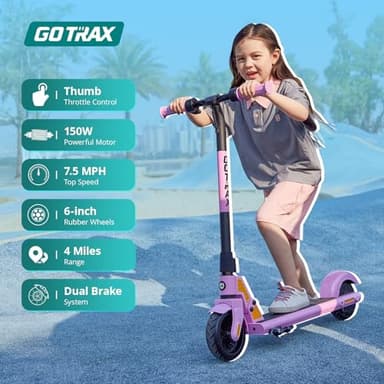 Gotrax GKS Electric Scooter, Kick-Start Boost and Gravity Sensor Kids Electric Scooter, 6" Wheels UL Certificated E Scooter for Kids Age of 6-12 (Oil Pink) - Image 2