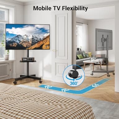 PERLESMITH Mobile TV Stand for 23-60 Inch LCD LED Flat/Curved Screen TVs, Tilt TV Cart Holds up to 88Lbs, Portable TV Stand with Laptop Shelf, Rolling TV Floor Stand Max VESA 400x400mm (PSTVMC06) - Image 6