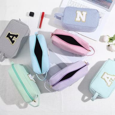 YOOLIFE Makeup Bag for Women - Monogram Cute Initial Pink Makeup Bags Cosmetic Toiletry Pouch Make Up Case for Women Her Best Friend Friendship Sister Teacher, Personalized Birthday Gifts for Women K - Image 7