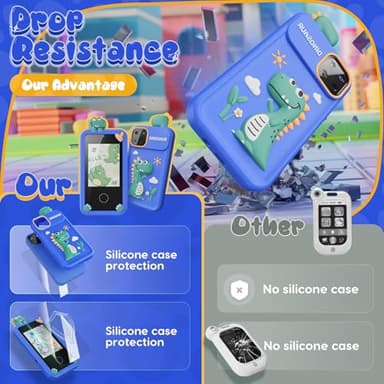 Luyiilo Kids Smart Phone Toys for Boys,Dinosaurs Gift Toys for Boys Ages 3-9 Christmas Birthday Gifts Mini Smart Phone Toys With 2.8" Touchscreen 16 Learning Games Dual Camera Music Player, 8G SD Card - Image 5